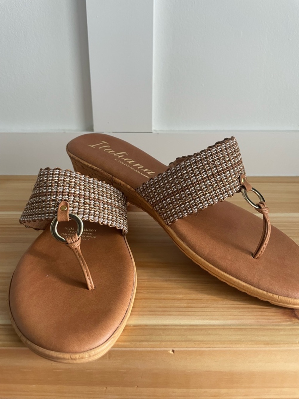 Italian Shoemakers Brown Woven Thong Slide Sandals